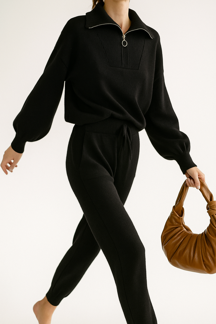 Thomasine | Half Zip Knit Two Piece Set