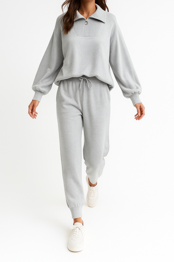 Thomasine | Half Zip Knit Two Piece Set