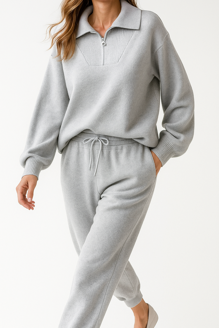 Thomasine | Half Zip Knit Two Piece Set