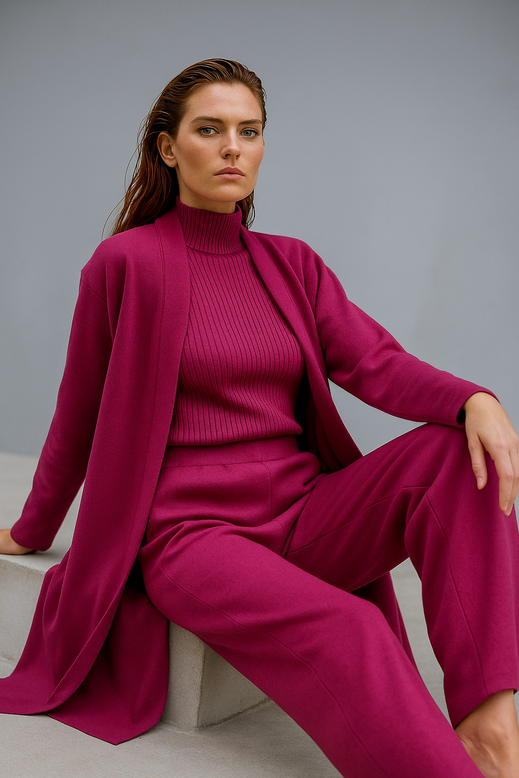 Valerie | Three Piece Ribbed Knit Set
