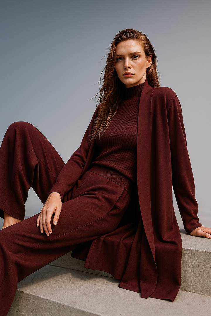 Valerie | Three Piece Ribbed Knit Set