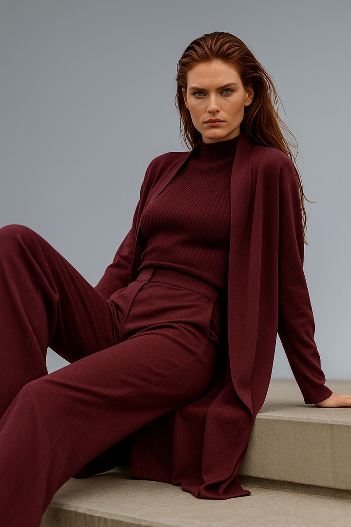 Valerie | Three Piece Ribbed Knit Set