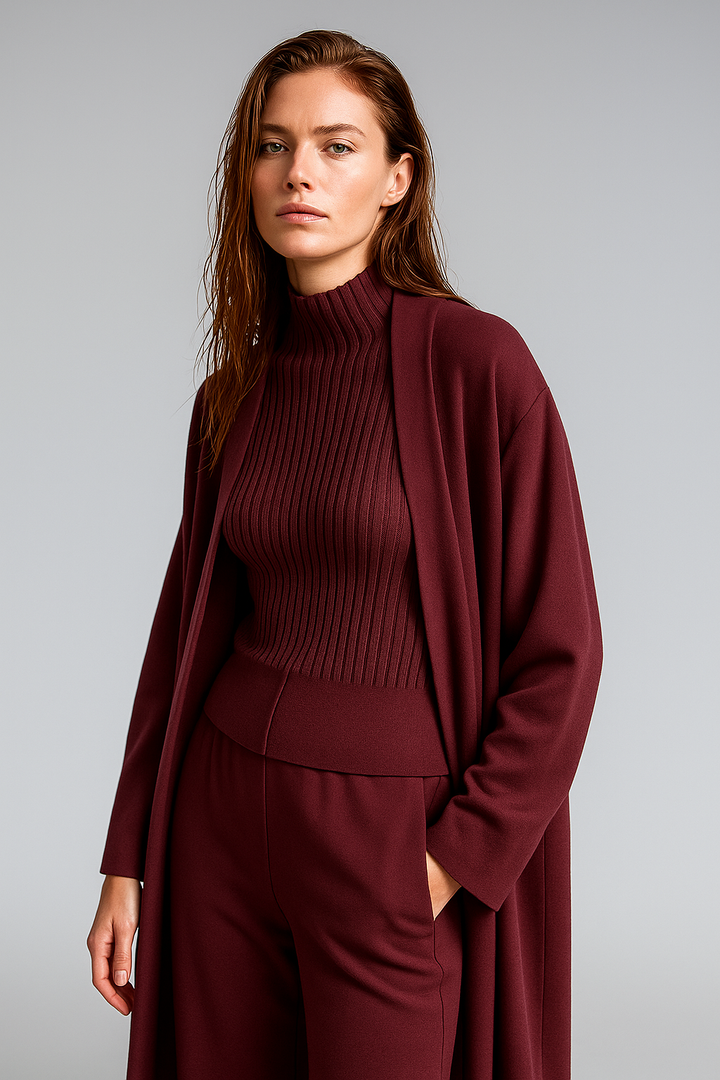 Valerie | Three Piece Ribbed Knit Set