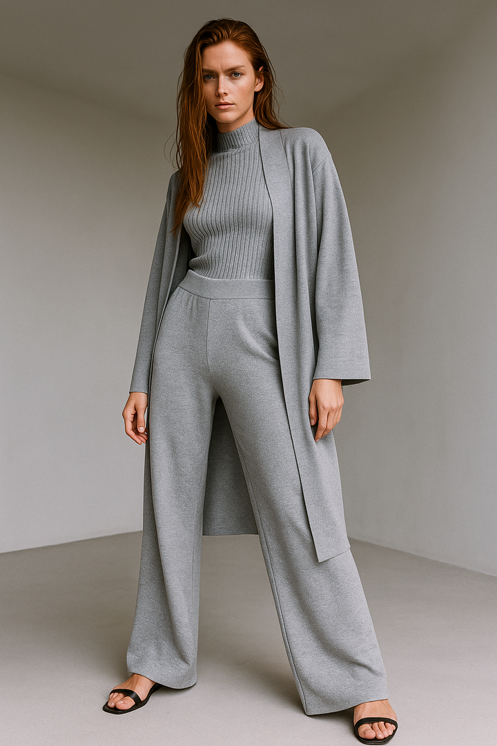 Valerie | Three Piece Ribbed Knit Set