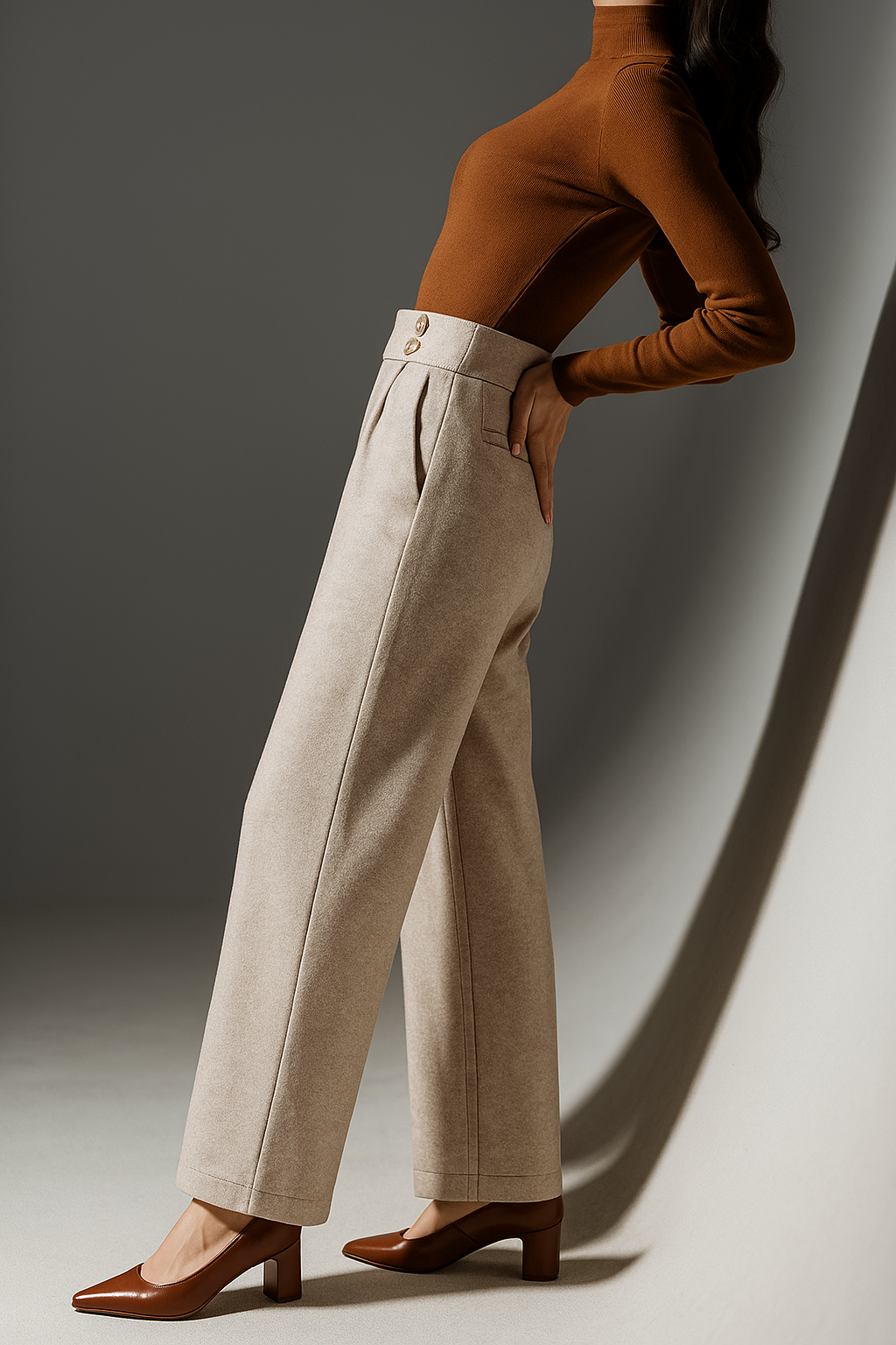 Lucile | 50% Wool Wide Leg Trousers