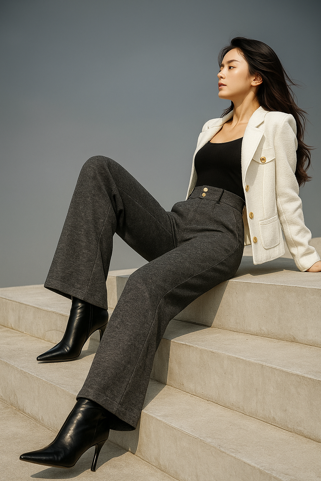 Lucile | 50% Wool Wide Leg Trousers