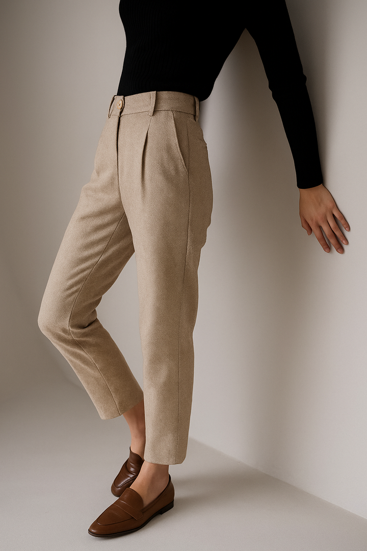 Suzette | 60% Wool Tapered Ankle Trousers