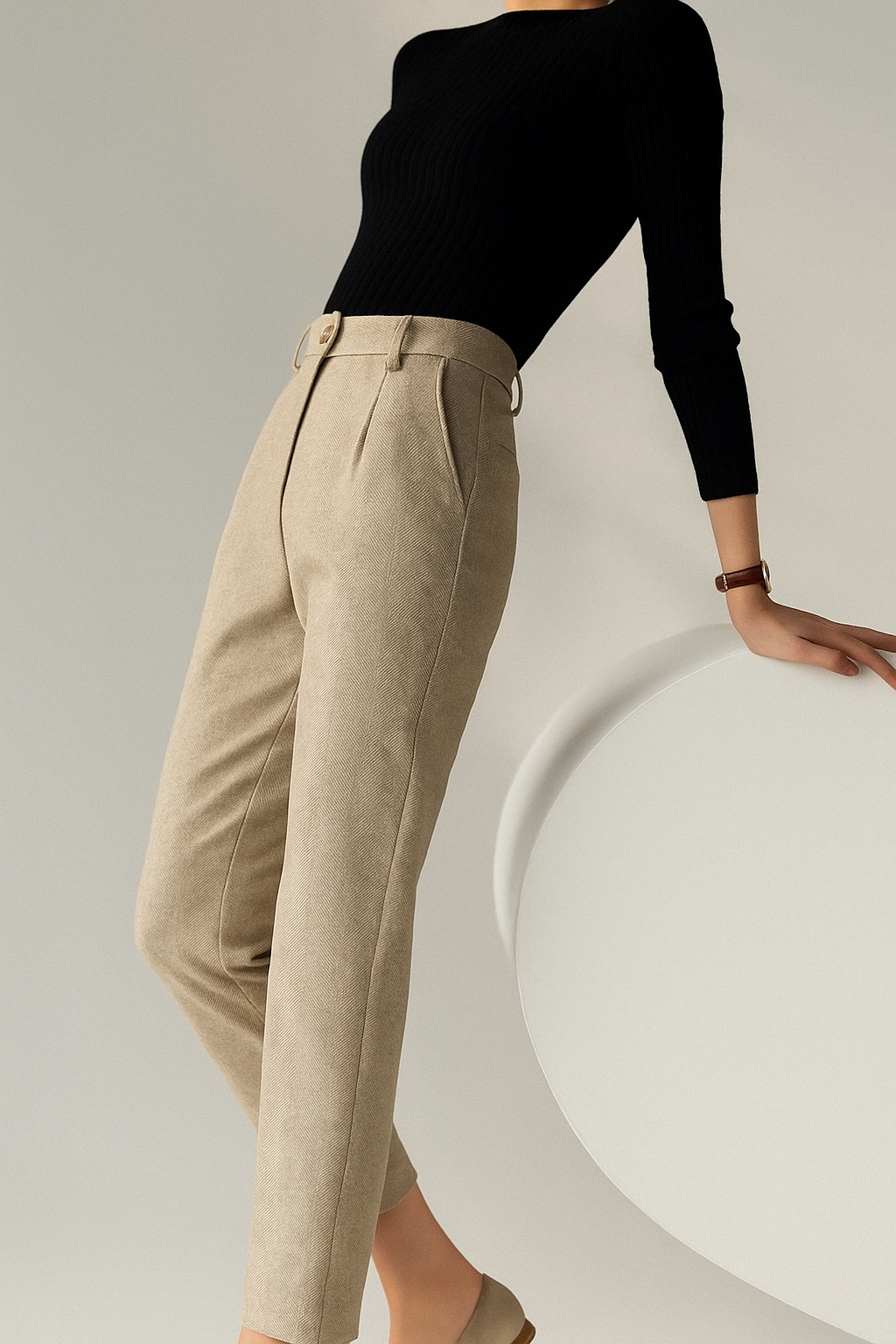 Suzette | 60% Wool Tapered Ankle Trousers