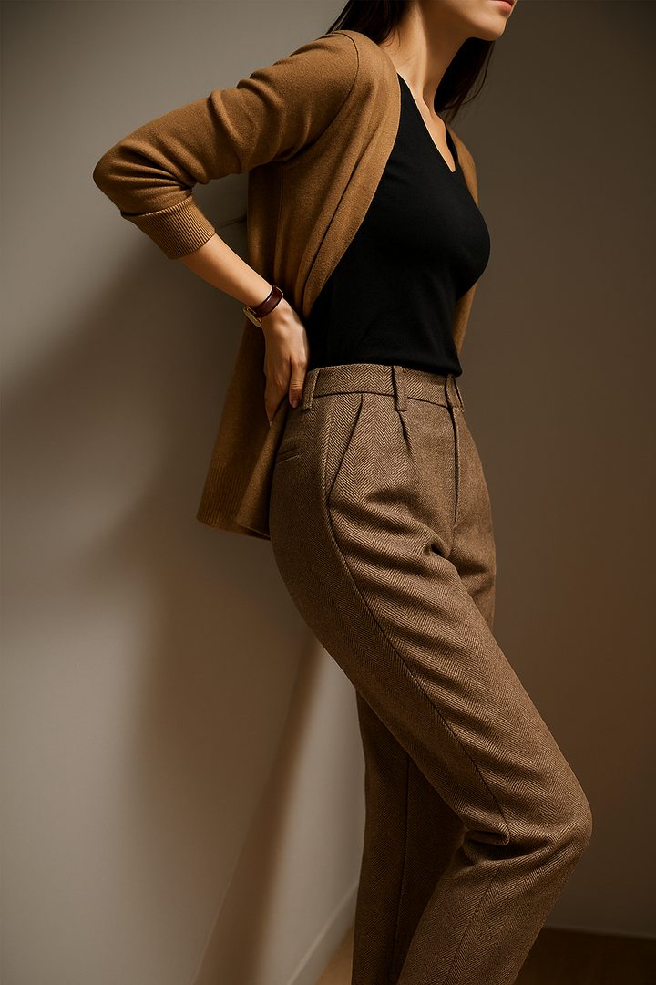 Suzette | 60% Wool Tapered Ankle Trousers