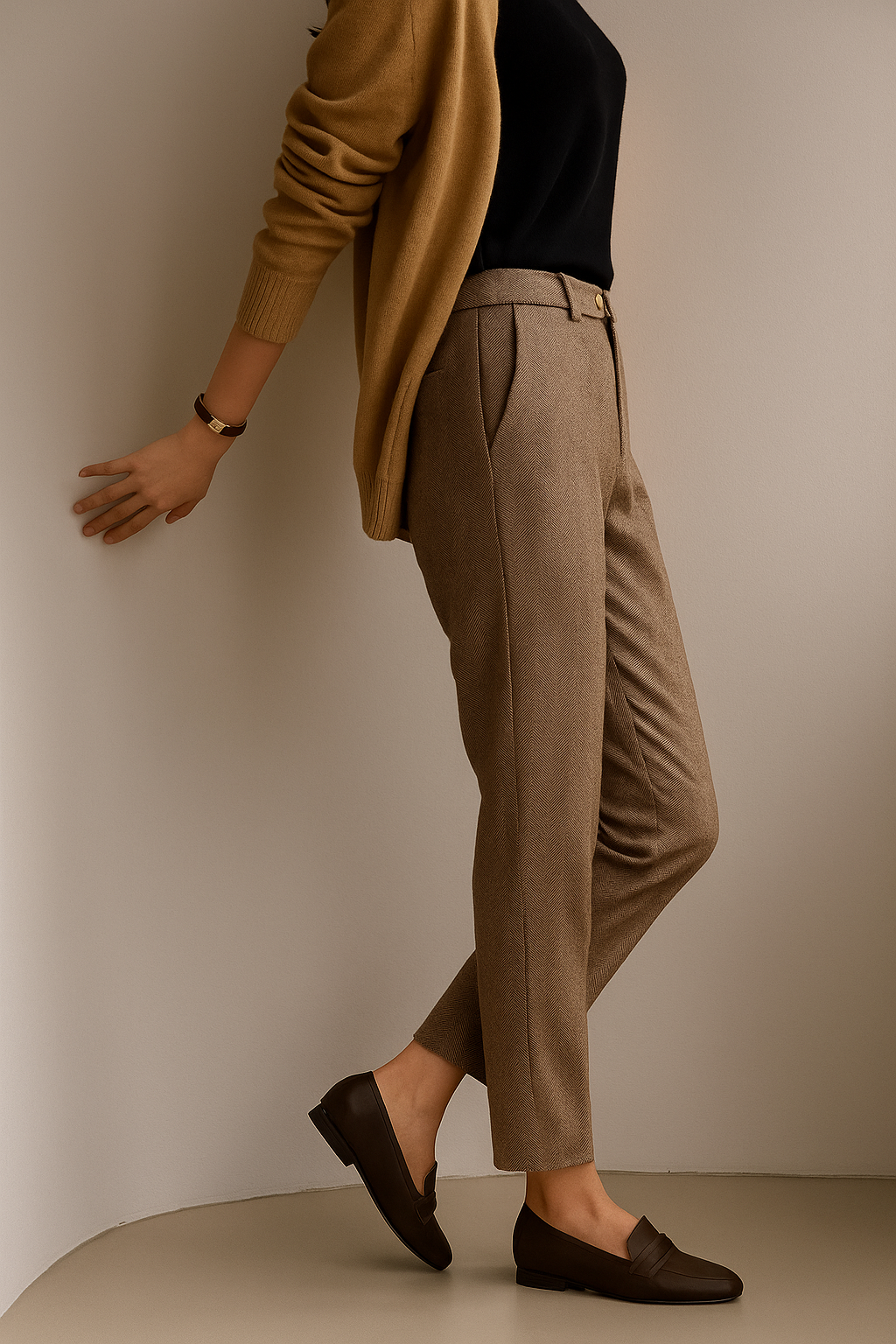 Suzette | 60% Wool Tapered Ankle Trousers