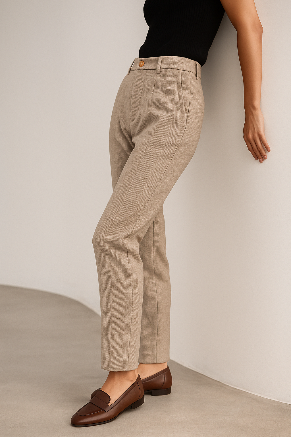 Suzette | 60% Wool Tapered Ankle Trousers