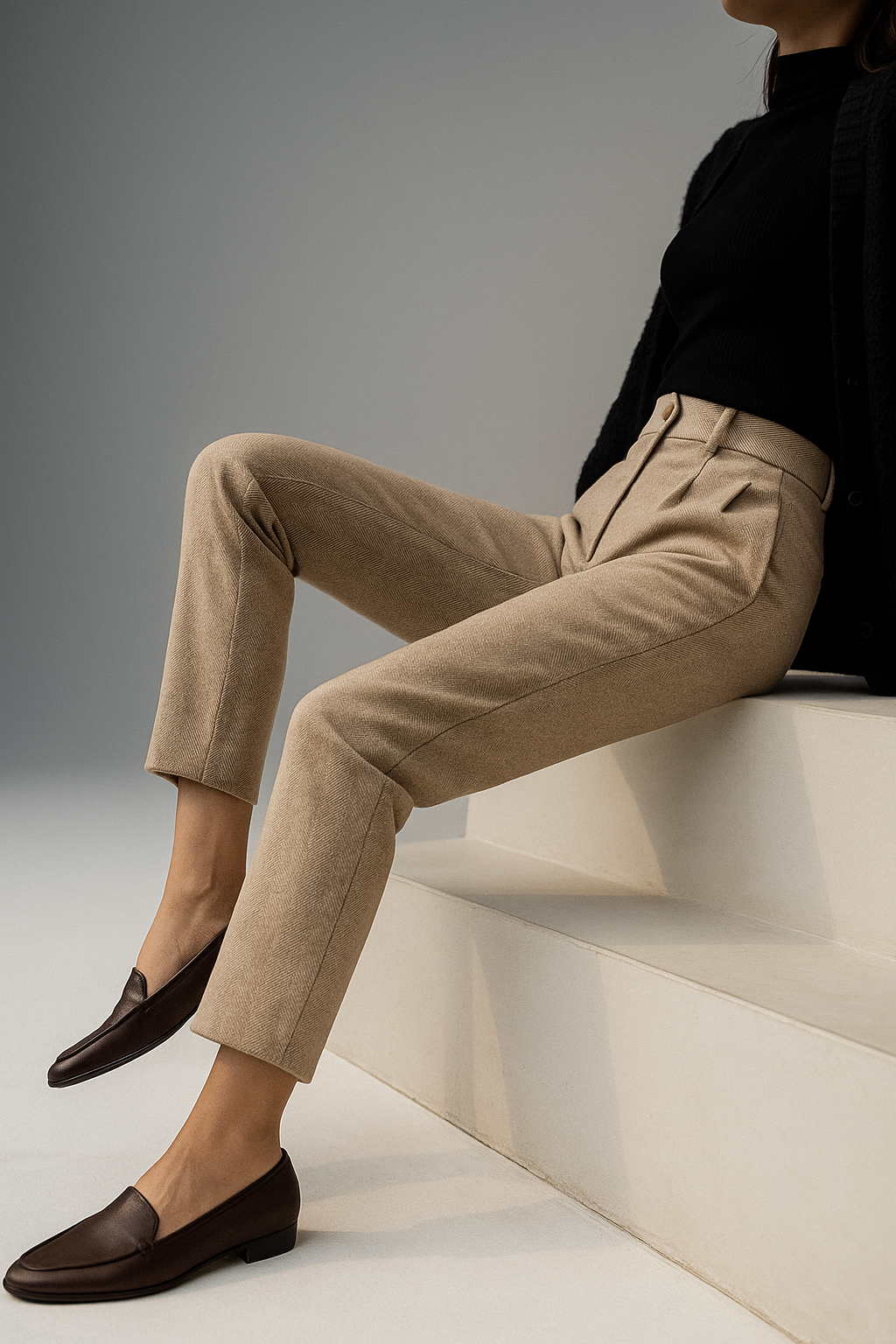 Suzette | 60% Wool Tapered Ankle Trousers