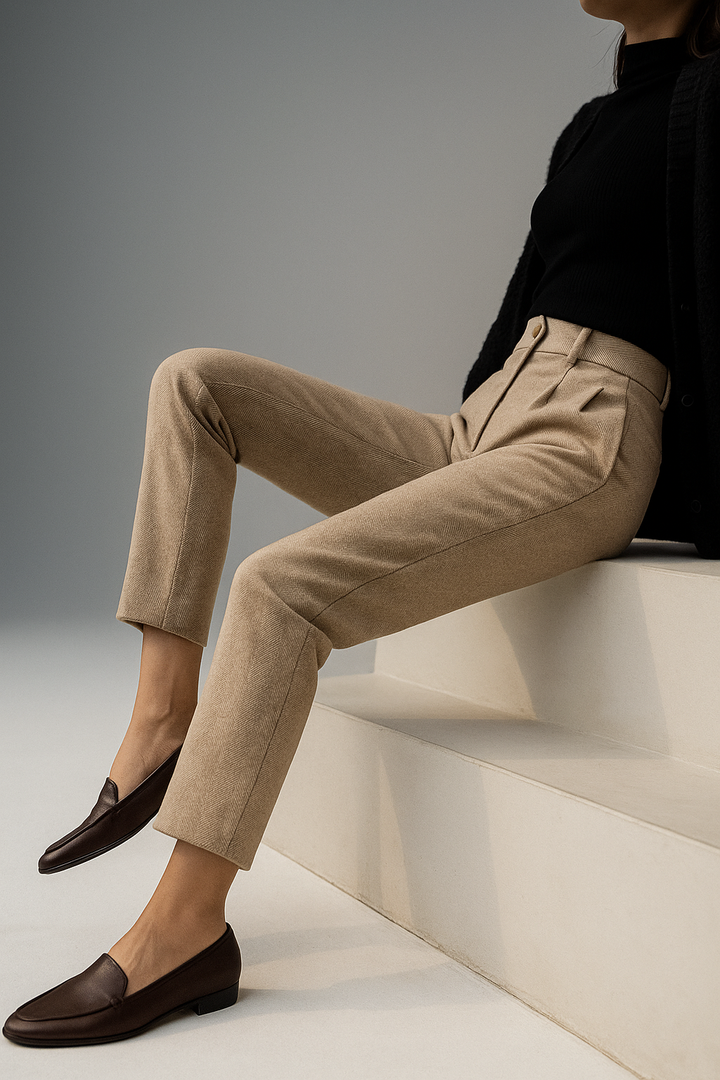 Suzette | 60% Wool Tapered Ankle Trousers