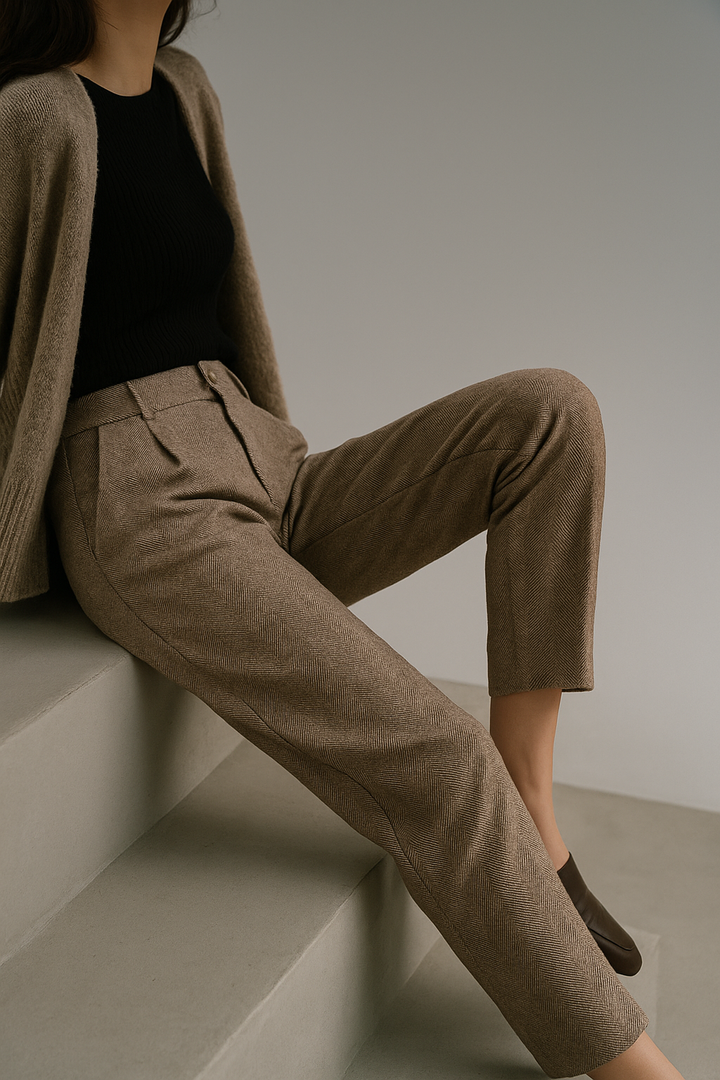 Suzette | 60% Wool Tapered Ankle Trousers