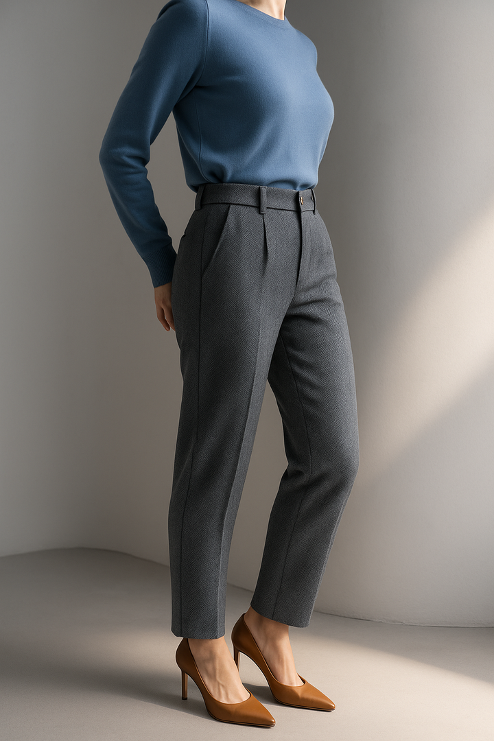 Suzette | 60% Wool Tapered Ankle Trousers