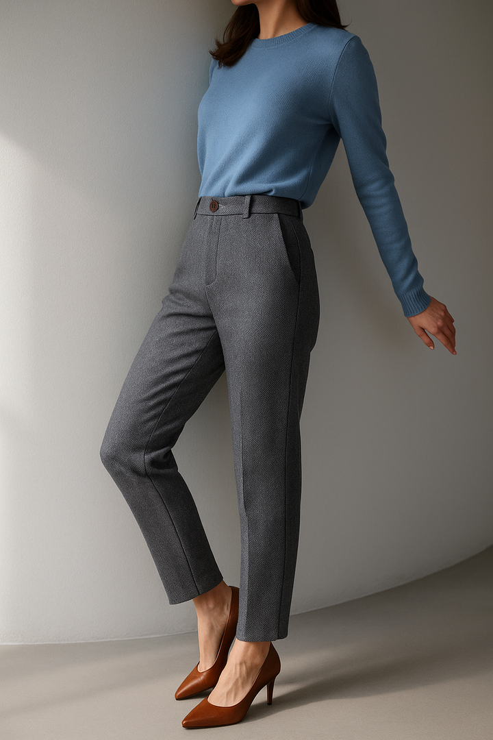 Suzette | 60% Wool Tapered Ankle Trousers