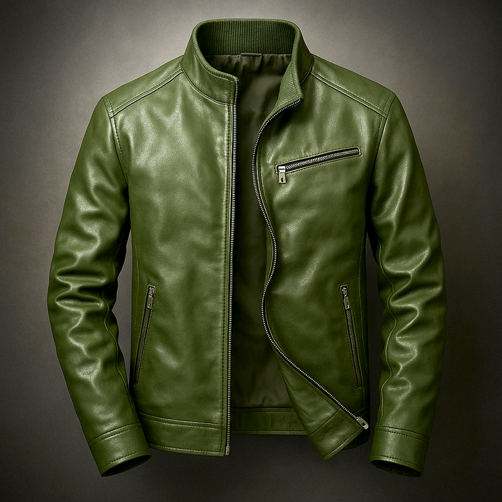 Hormidas | Corduroy Collar Leather Jacket