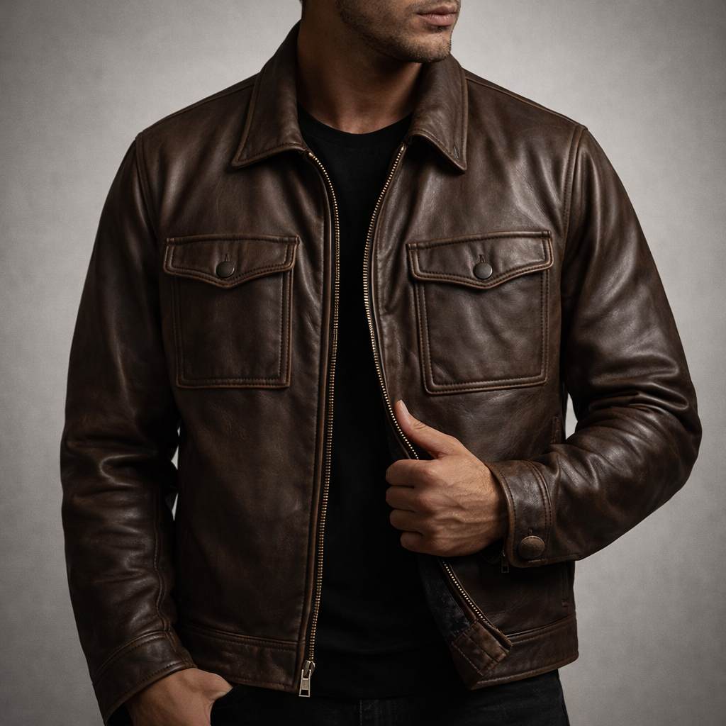 Elphege | Four Pocket Leather Zip Jacket