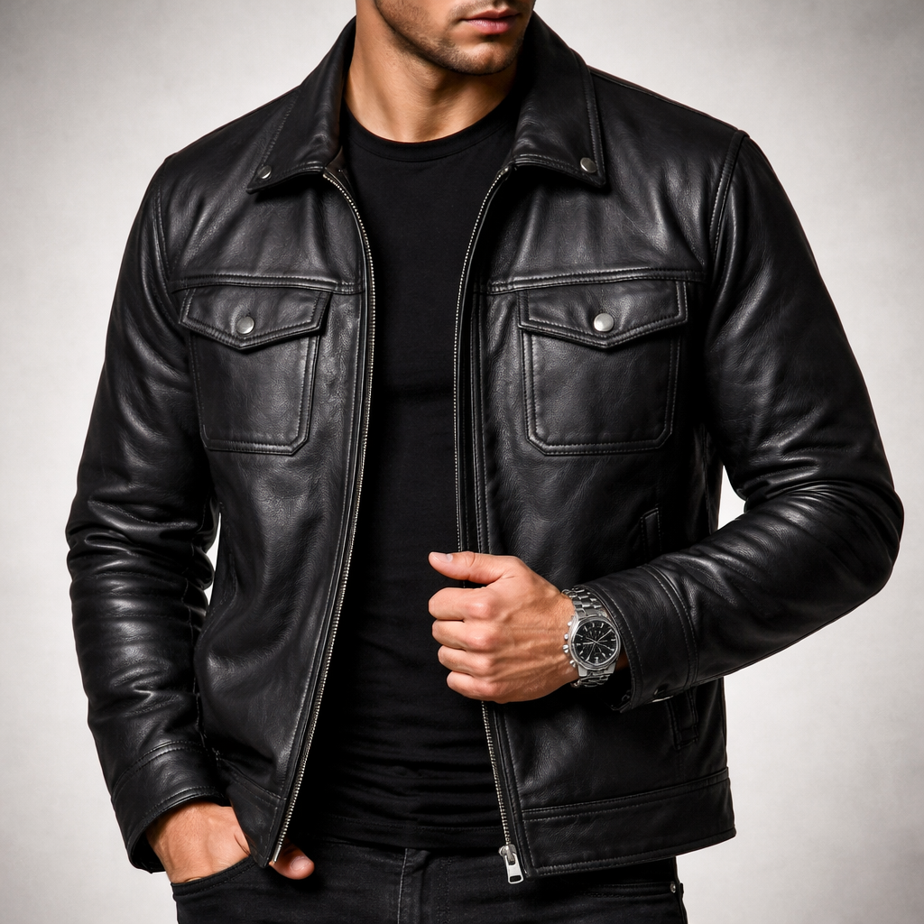 Elphege | Four Pocket Leather Zip Jacket