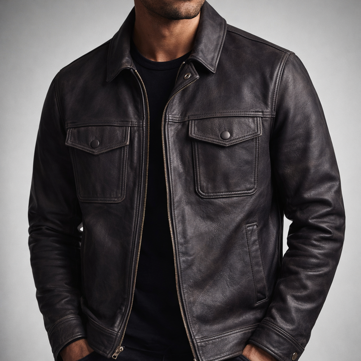 Elphege | Four Pocket Leather Zip Jacket