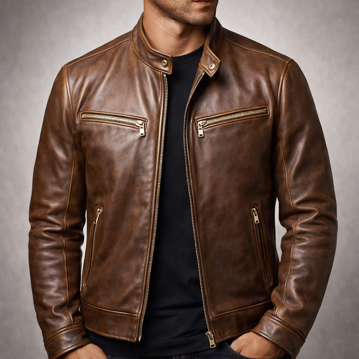Bruno | Cotton Lined Leather Biker