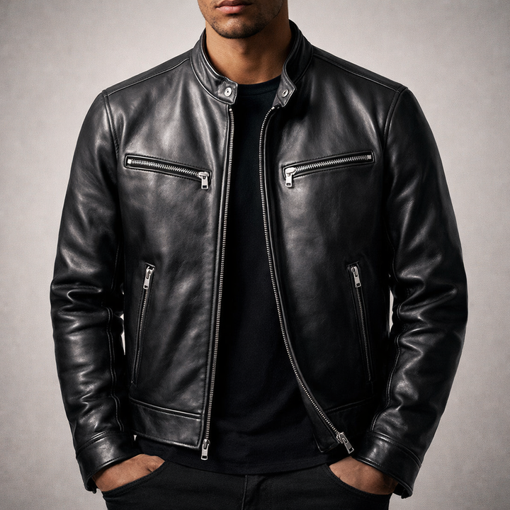 Bruno | Cotton Lined Leather Biker