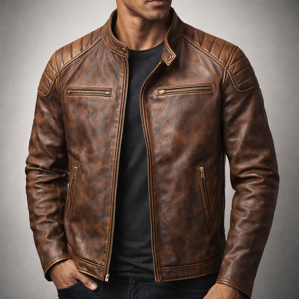 Alphege | Cotton Lined Leather Jacket