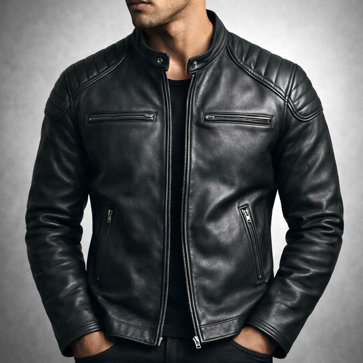 Alphege | Cotton Lined Leather Jacket