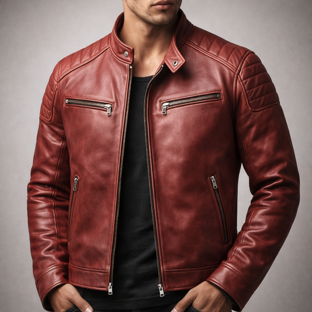 Alphege | Cotton Lined Leather Jacket