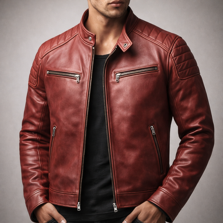 Alphege | Cotton Lined Leather Jacket