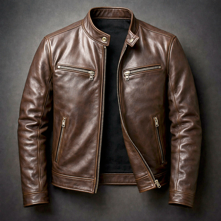 Bruno | Cotton Lined Leather Biker