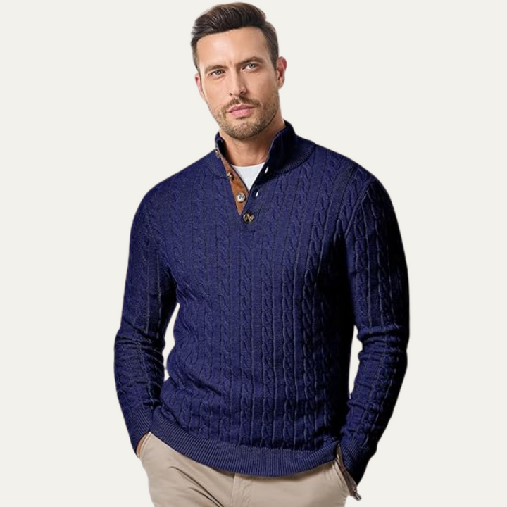 Roméo | Cable Knit Button Collar Sweater