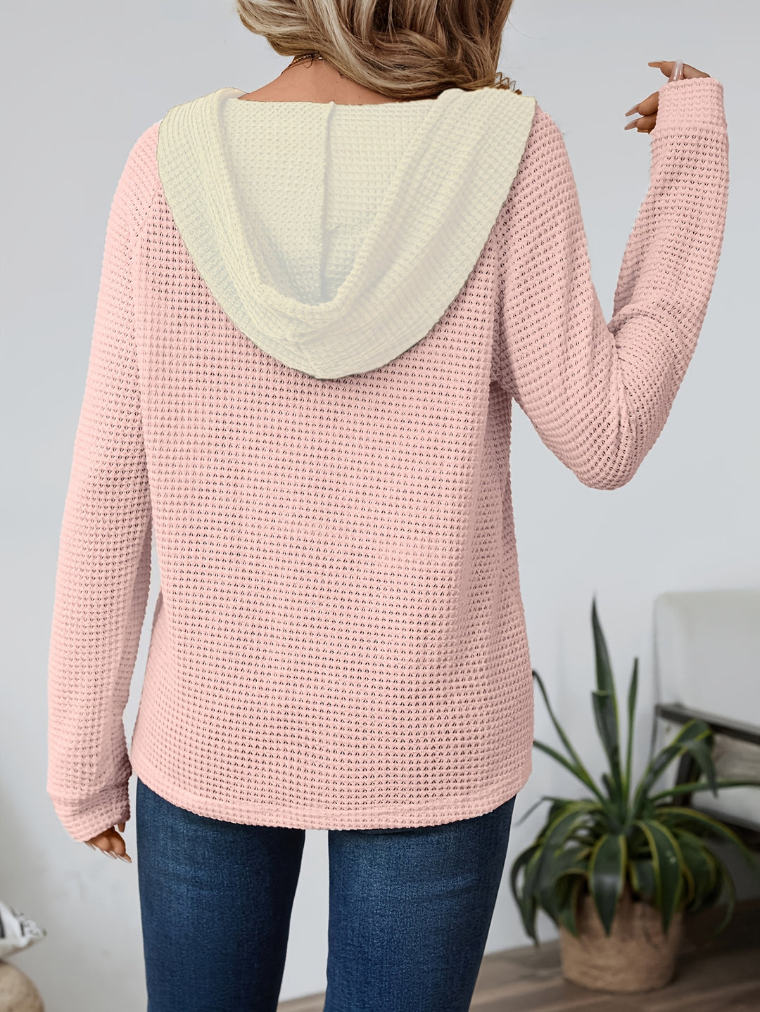 Octavia | Hooded Button-Neck Sweatshirt