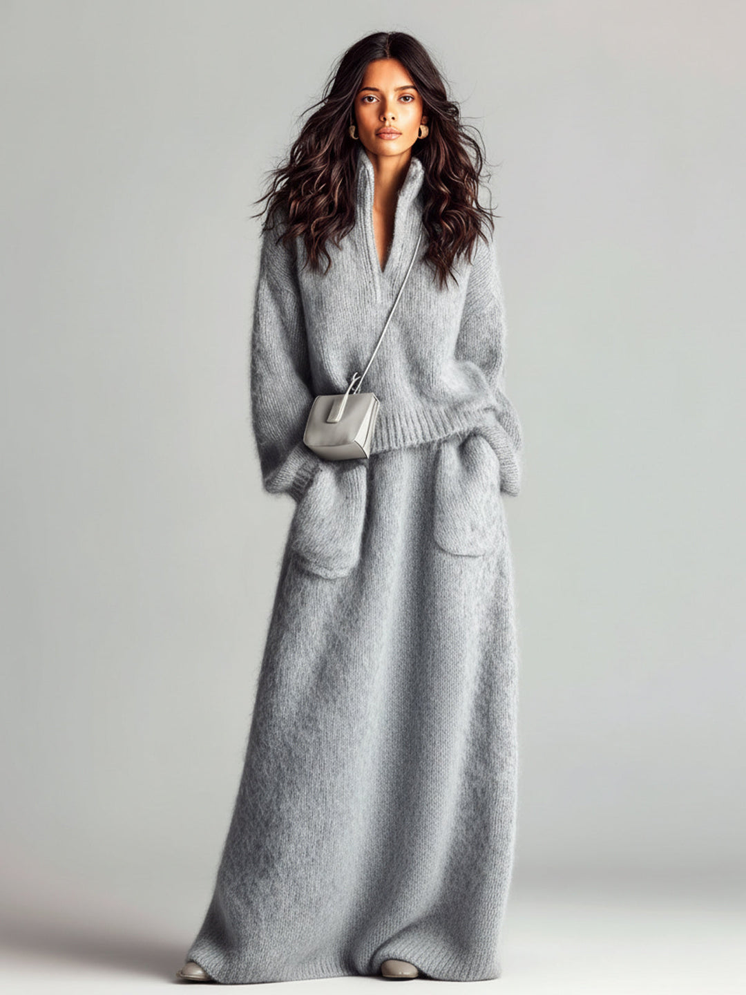 Angela | Brushed Knit Sweater and Skirt