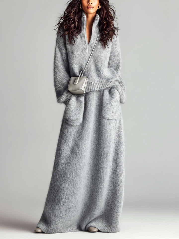 Angela | Brushed Knit Sweater and Skirt
