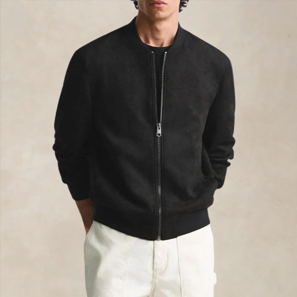 Damien | Brushed Cotton Zip Front Jacket