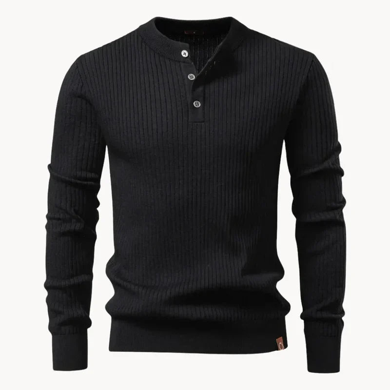 Mathieu | Ribbed Wool Henley Knit