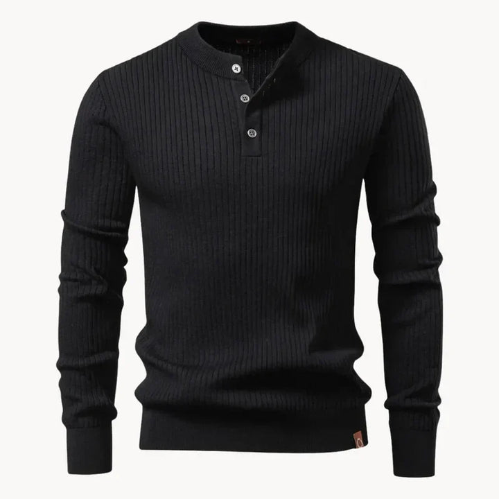 Mathieu | Ribbed Wool Henley Knit