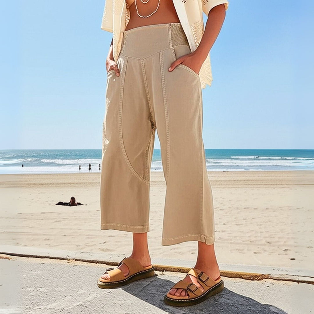 Palmyre | Curved Seam Cotton Linen Pants