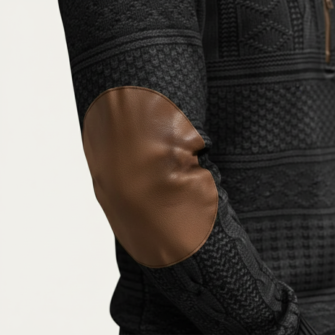 Martial | Elbow Patch Patterned Half Zip