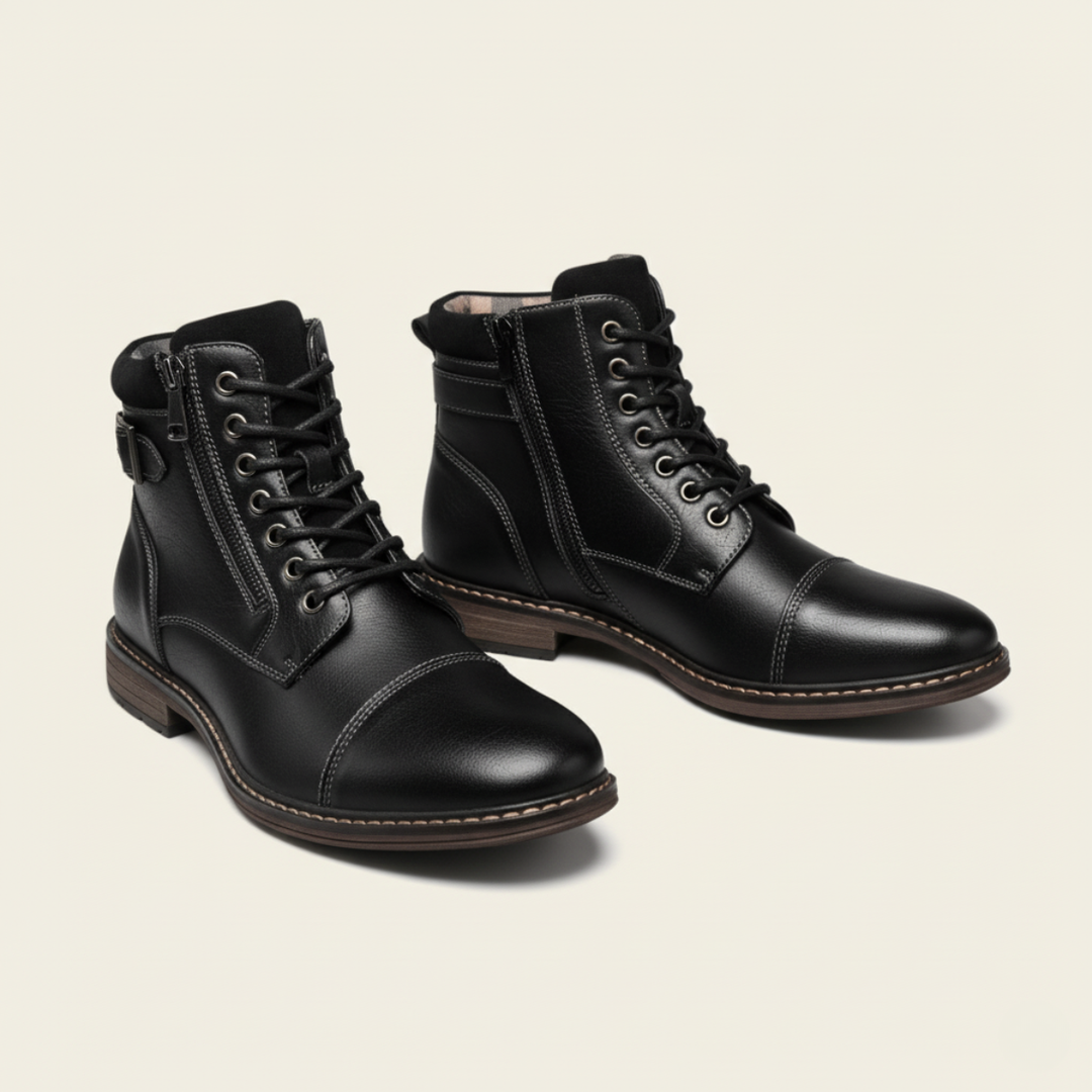 Achille | Cap Toe Leather Ankle Boot