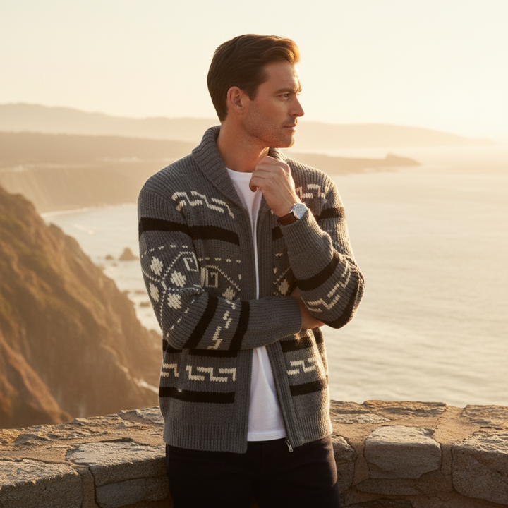 Urgel | Geometric Wool Blend Cardigan
