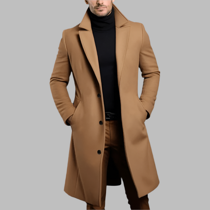 Urbain | Longline Wool Button Overcoat