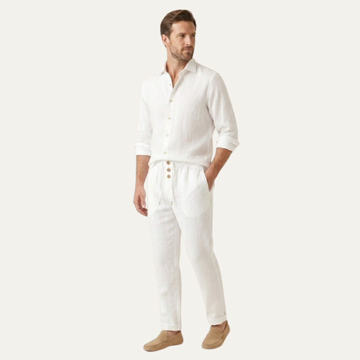 Alban | Straight Leg Cotton Trousers