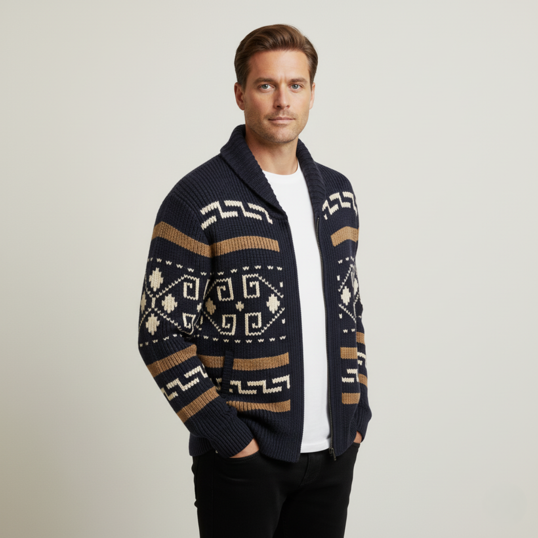 Urgel | Geometric Wool Blend Cardigan