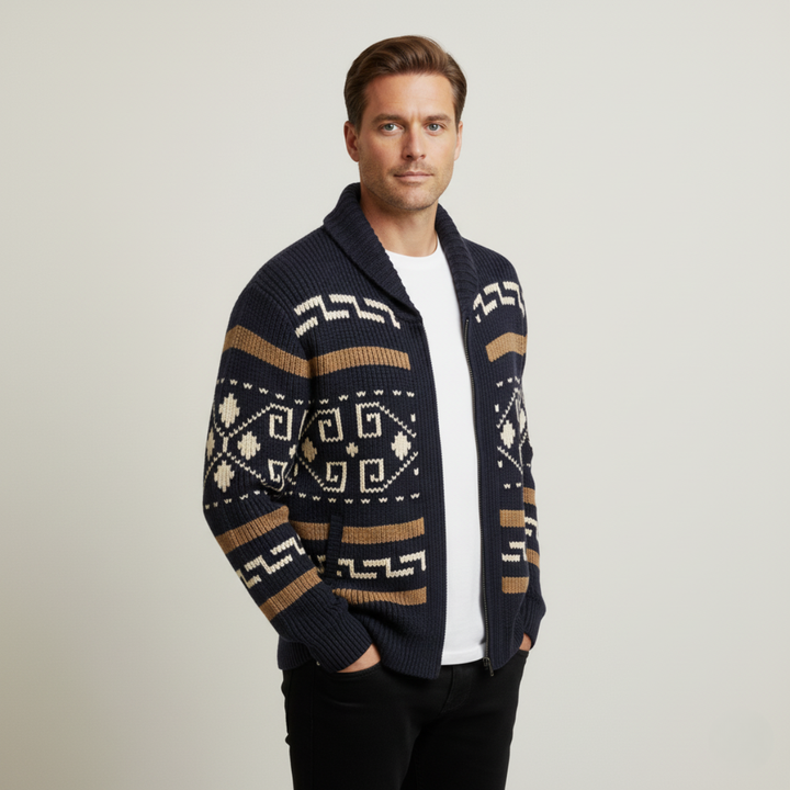 Urgel | Geometric Wool Blend Cardigan