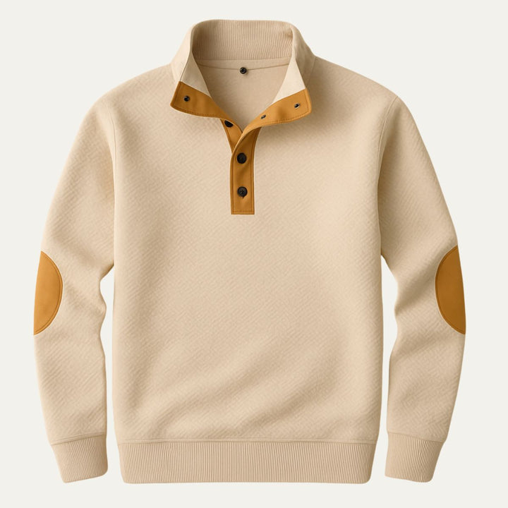 Landry | Leather Elbow Merino Zip Knit