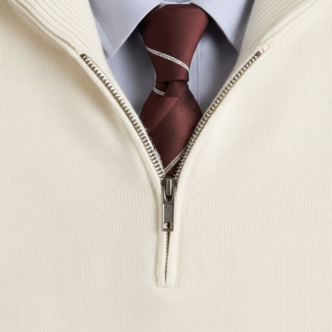 Corentin | Fine Cotton Quarter Zip Knit