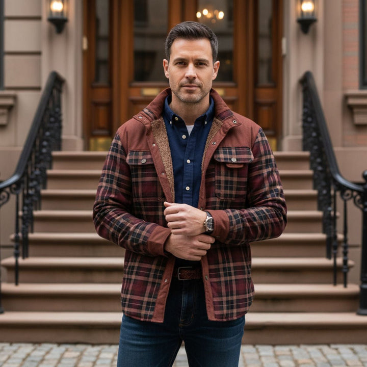 Honore | Plush Lined Plaid Shirt Jacket