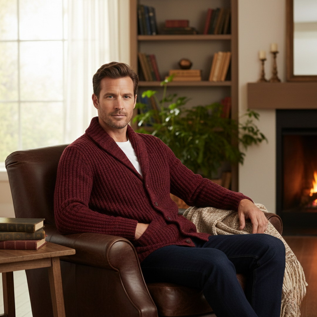Simeon | Heavy Cable Shawl Cardigan